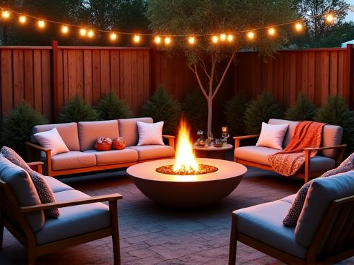 Backyard transformation with firepit